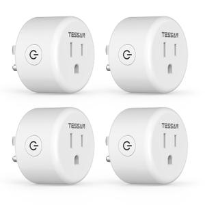 TESSAN Smart Plug, TESSAN WiFi Outlet Compatible with Alexa and Google Assistant, Mini Bluetooth Socket Remote Control with Timer Function, No Hub Required, 2.4G WiFi, 4 Pack