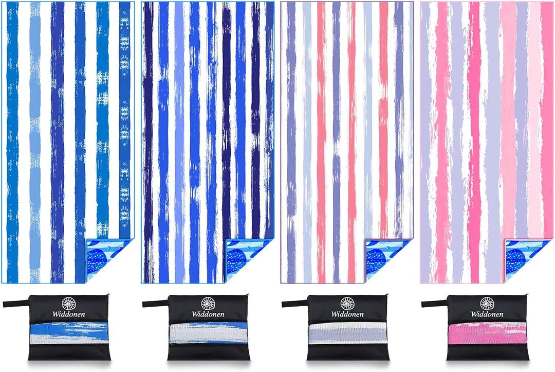 Widdonen Lightweight Thin Microfiber Beach Towel Sand Free Quick Dry Absorbent Compact Soft Pool Swim Travel Towels Extra Large Oversized Beach Accessories Packable Essentials Stuff Gifts for Adult, 32x71 inch