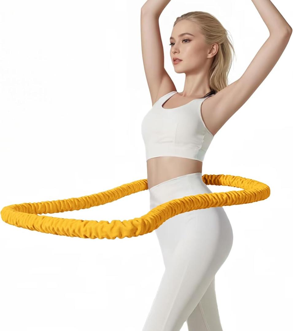 3 lbs Soft Weighted Hoop for Adults -Fold Gentle Fat Burning and Waist Toning, Pinch-Proof Design,Soft Material Won't Irritate Skin Perfect for Home/Travel/Postpartum Recovery (Dark Yellow)