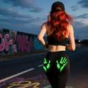 Women Leggings with Glow in The Dark Skeleton High Waisted Pants for Masquerade Party Night Runnin Disco Bar (Green, L)