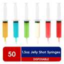 JOLLY CHEF 50Pieces 1.5 oz Clear Plastic Jelly Syringes Shot