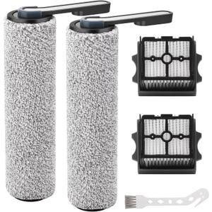 S5 Combo Only, Replacement Brush Roller for Tineco Floor ONE S5 Combo Cordless Wet Dry Vacuum Cleaner Accessories, 2 Brush Roller, 2 HEPA Filters (Gray)