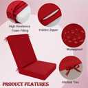 idee-home Outdoor Dining Chair Cushion, Patio Seat Cushion High Back Waterproof Seat Pads with Removable Cover, Indoor Chair Pads Deep, Red