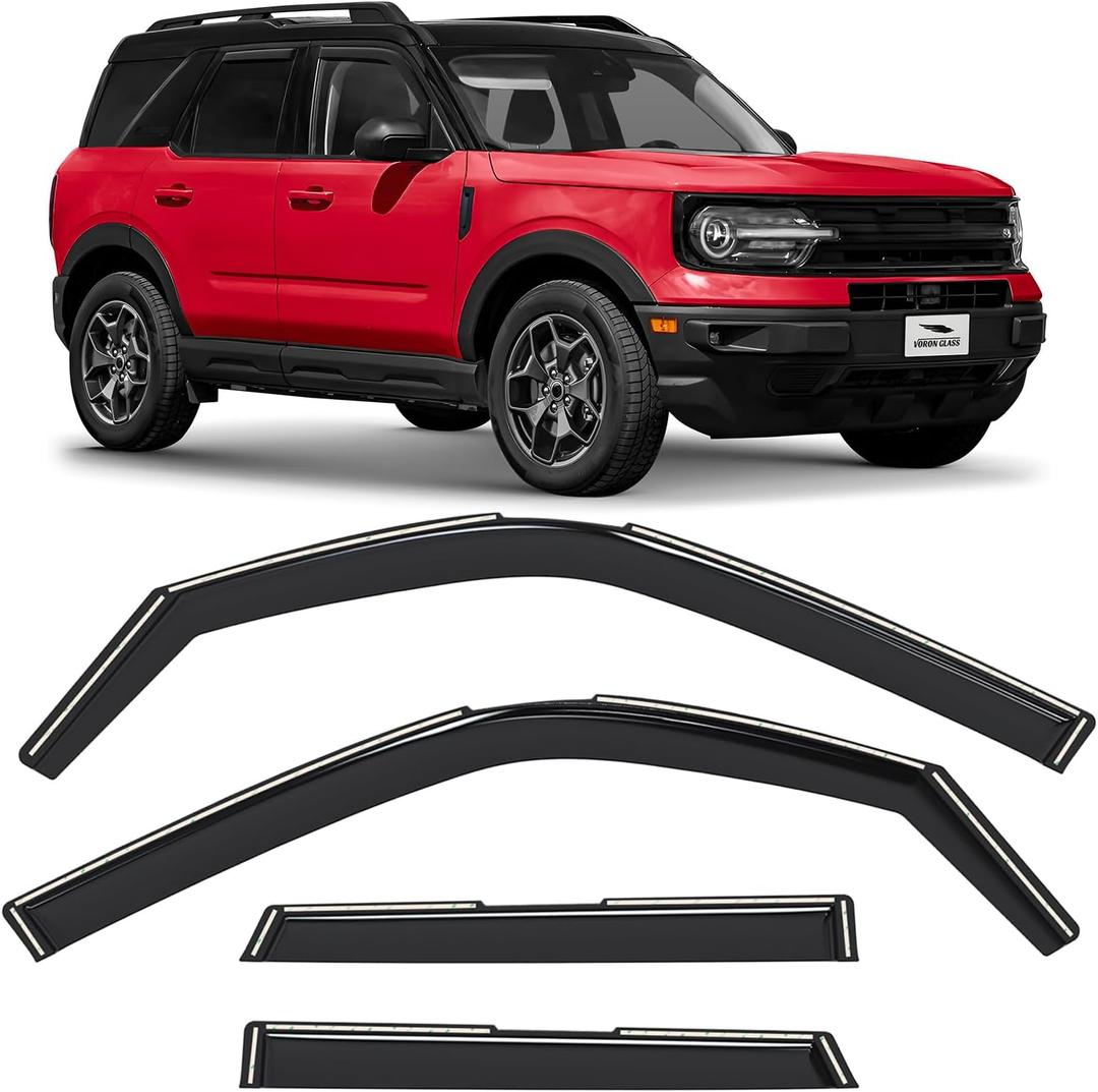 Voron Glass in-Channel Extra Durable Rain Guards for Ford Bronco Sport 2021-2026, Window Deflectors, Vent Window Visors, 4 Pieces - 200488