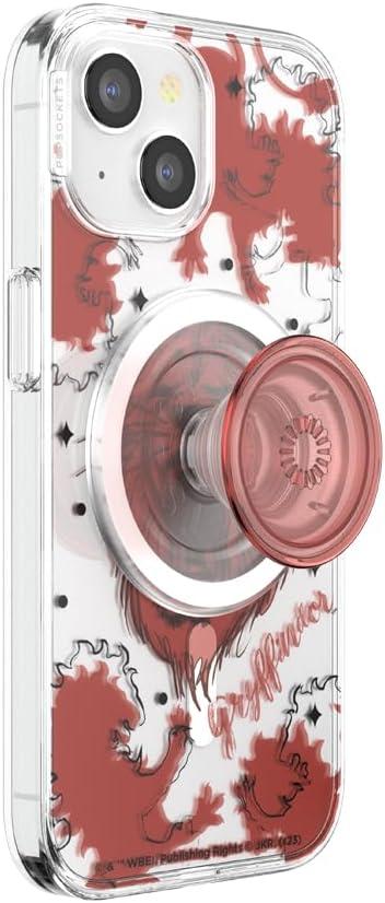 PopSockets iPhone 15 Case with Round Phone Grip Compatible with MagSafe, Phone Case for iPhone 15, Wireless Charging Compatible, Harry Potter - Gryffindor