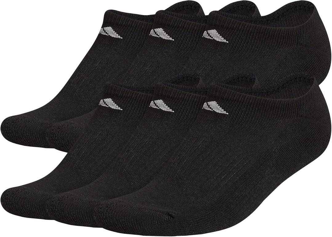adidas Women's Athletic Cushioned 6-Pack No Show, Socks - No Show Socks for Secure Fit, Cushioned Comfort, Low Profile (Medium, Black)