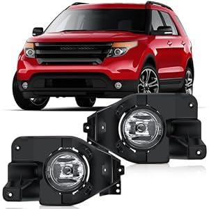 Nilight Fog Lights Assembly Compatible with 2013 2014 2015 Ford Explorer w/H11 12V 55W Bulbs Clear Lens Driver and Passenger Side