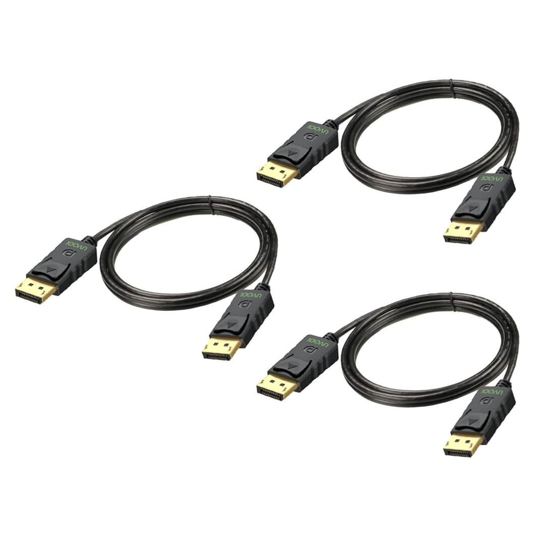 DisplayPort to DisplayPort Cable 3-Pack, 6 Feet, 4K Display Port DP to DP Cord 6FT [4K60Hz, 2K165Hz, 2K144Hz] Compatible with All Display Port Devices