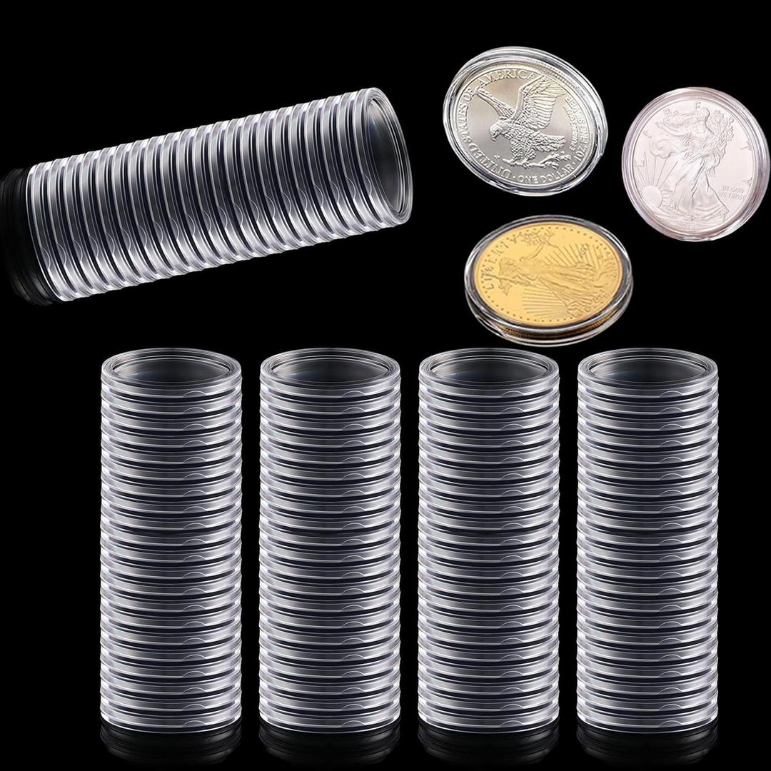 40.6mm Silver Dollar Coin Holder,Silver Eagles Coin Capsules, Morgan Silver Dollar Coin Holders for Coin Collection Supplies (100)