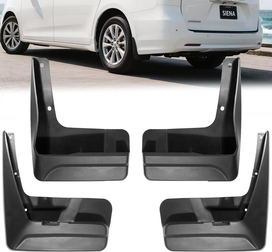 Mud Flaps for Trucks Compatible with Toyota Sienna 2018-2020 Heavy Duty Mud Guards Splash Guards No Drill Required All-Weather Protection (Set of 4)