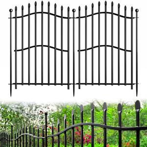 10 Panels No Dig Decorative Garden Fence - 32in H x 22.5ft L, Tall Heavy-Duty Square Tube Animal Barrier, Rustproof Metal Border Fencing for Yard, Outdoor Dog Playpen & Flower Beds