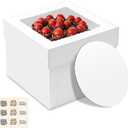 20 Pack Cake Boxes, 10x10x8 Inches Tall Cakes Box with Window, White Cake Boxes with Cake Boards, Square Bakery Box, for Cake, Treat Cookie Dessert, Pastry, Birthday Party, Mother's Day, Weddings