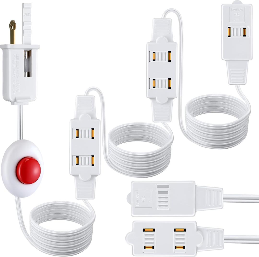 Enhon 15 ft Indoor Lighted Foot Switch Extension Cord with 9 Outlets, Foot Switch Extension Cord Outdoor with Sticker, for Christmas Home Kitchen Holiday Decorations(1 Pack,White)