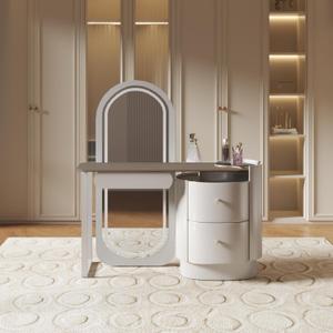 Makeup Vanity Desk with Mirror and LED Lights  Modern 3-in-1 Vanity Table with Drawers & Extendable Cabinet  Retro Makeup Vanity for Women & Girls, Easy Assembly for Bedroom Use (643, 130*40*79cm)