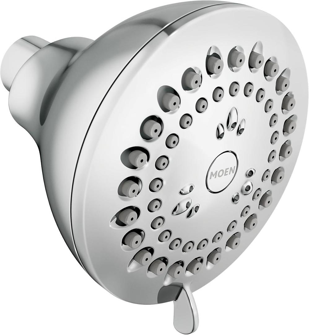 Moen Adler Chrome 3.5-Inch 4-Function Showerhead with various High-Pressure Options, Pressure Boosting Shower Head, 23026