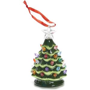 ReLIVE Ceramic Christmas Tree Light Up Ornament, Green, 5"