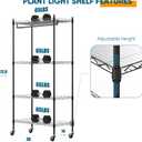 Plant Shelf with Grow Light, 4-Tier Metal Grow Light Shelf with Hanging Rod and Adjustable Rack,3-Pack 6000K T12 LED Full Spectrum Grow Lights for Seed Starting, Succulents, Built-in Timer, 72.5