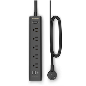  Power Strip Surge Protector-5 Widely Spaced Outlets 3 USB Ports(1 USB C Port),1250W/10A with 5Ft Extension Cord, Power Strips with Surge Protection, Wall Mount for Home Office,Black