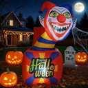 Tangkula 5 Ft Halloween Inflatable Clown, Blow up Circus Clown Box Decoration with LED Lights, Ground Stakes, Lighted Holiday Yard Decoration for Indoor, Outdoor Porch, Lawn, Garden