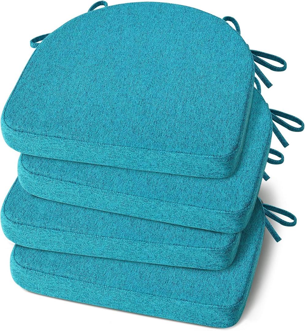 4 Pack Memory Foam Cooling  Kitchen Chair Cushions Set of 4, Non-Slip Dining Chair Cushions with Ties and Machine Washable Cover