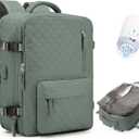 Travel Vacuum Storage Backpack with Air Pump Vacuum Seal Compression Space Saver Bags Clothing Vacpack 18x14x8 inches Travel Bag Carry on Personal item Laptop Work Backpacks Women Dark Green