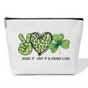 Peace Love St Patrick's Day Cosmetic Pouch with Zipper Irish Blessing Shamrock Make up Bags Saint Patricks Party Favors Small Travel Organizer for St Patricks Day Gifts for Women Friends YT0072