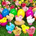 Jumbo 4" Easter Eggs Filled with Wind-up Toys , 8 Pack Colorful Easter Egg Wind Up Jumping Bunnies and Chicks Hunt Filling Treats Easter Basket Stuffers Easter Party Favors for Kids Boys Girls