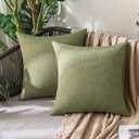 MIULEE Pack of 2 Decorative Outdoor Solid Waterproof Throw Pillow Covers Euro Sham Faux Linen Garden Farmhouse Cushion Cases for Patio Tent Balcony Couch Sofa 22x22 Inch Dark Green