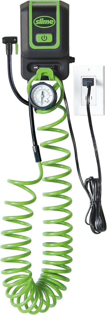 Slime 40070 Garage Inflation Station, Wall Mounted 120V Infaltor, For Cars, Bikes, Inflatables, Sport Balls