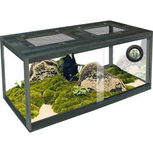 67 Gallon Reptile Tank, Lockable Sliding Door Bearded Dragon Tank with Metal Mesh Roof, Front Opening Terrarium for Lizards, Leopard Gecko, Snake (Black Gray, 40" x 20" x 20")