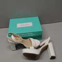 Ankis Platform Heels for Women 4 Inches Chunky Heels Sandals for Women Comfy Open Toe Block Heeled Sandals Nude White Silver Gold Black Ankle Strappy Heels (6.5)