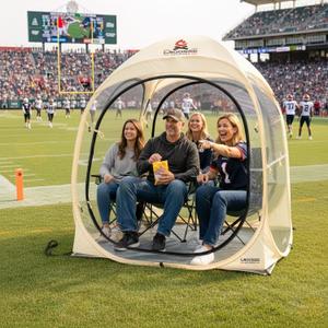Sports Tent Pop Up Shelter – Waterproof Outdoor Bubble Tent with Floor Mat & Top Cover, 2/4 Person Clear Bubble Tents for Sports Events, Camping, Cheering and Fishing