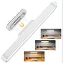 AKSDA Rechargeable Magnetic Under Cabinet Lighting, 3 Colors Adjustable Mirror Lights with 50 LED, 2600mAh Battery Makeup, Touch Lights Bar for Closet Bathroom Kitchen Sink Picture