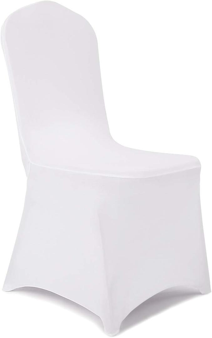 Peomeise 12pcs Stretch Spandex Chair Cover for Wedding Party Dining Banquet Event (White, 12)