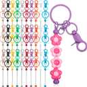 30pcs Beadable Keychains Bars Bulk Blank Beaded Metal Keychain Colorful Creative Blank Keychain for Beads Metal Beaded Pendant Jewelry Making Gift for DIY Crafts Keyrings Purse Mother's Day Birthday