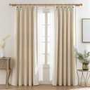 Wood Double Curtain Rods Set for Windows 140 to 164 Inches (11 to 14 ft), Adjustable Heavy Duty Dual Drapery Rods, 1 Inch Boho Rustic Decorative Curtain Rod