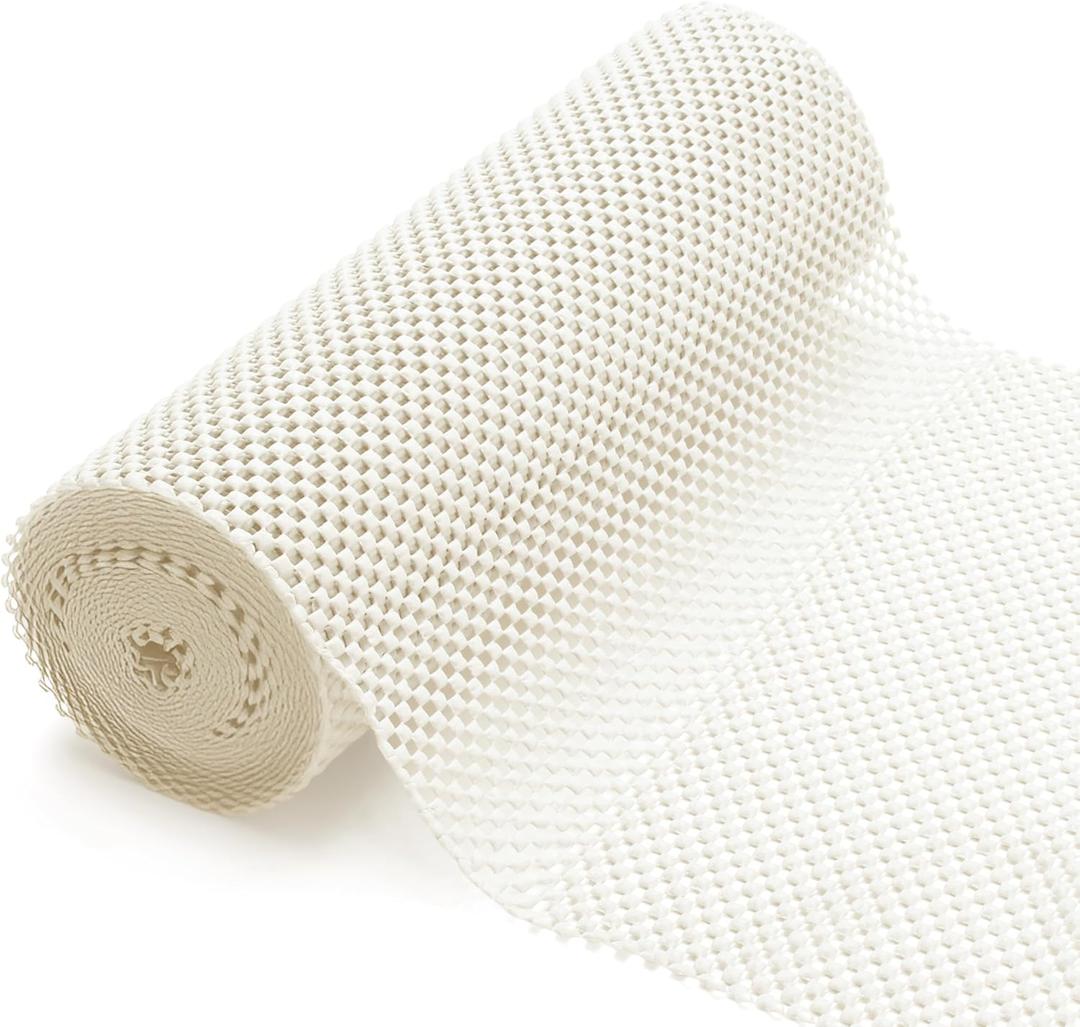 Kitchen Cabinet Liner, 12 Inches x 10 FT Off White Shelf Liners for Kitchen Cabinets Non-Adhesive, Thick and Durable