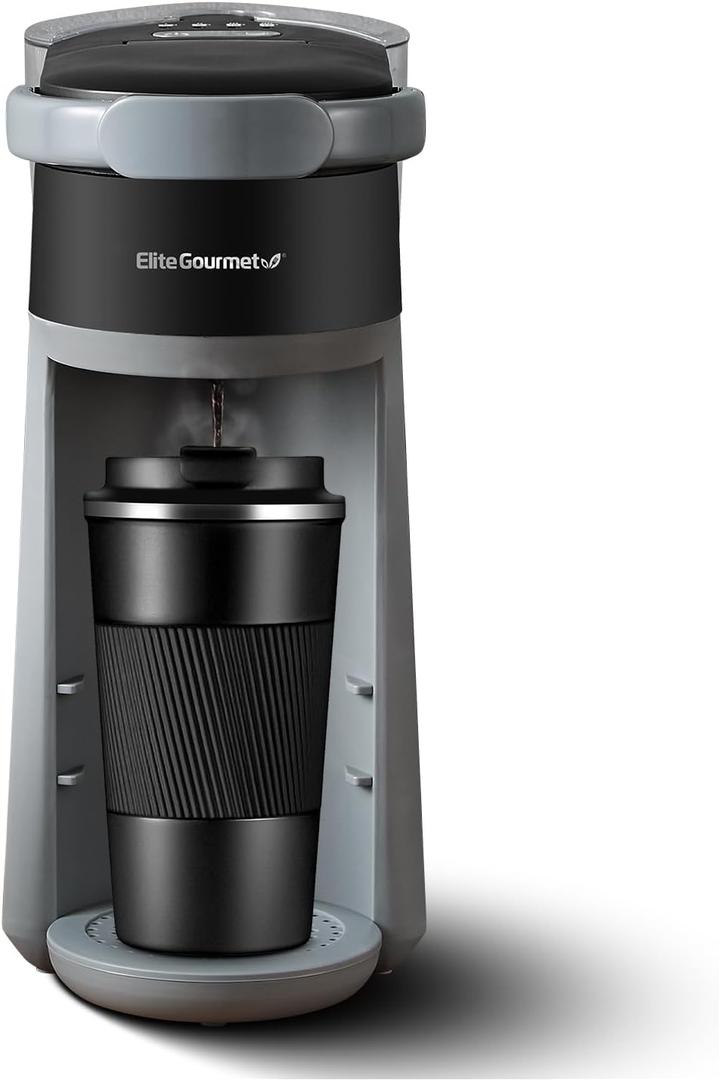 Elite Gourmet EHC323X Rapid Brew Technology 2-in-1 Capsule Coffee Maker, 6~12oz Brewing Capacity, K-Cups and Grounds, Adjustable Mug Height, Reusable Filter, Black