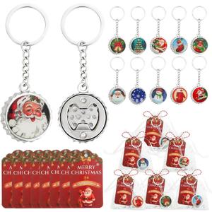 24Pcs Christmas Bottle Openers Keychains Favors for Adults, Christmas Holiday Themed Party Souvenirs for Family Friends Guests, Xmas Gifts Bulk Stocking Stuffers Fillers