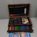 POPYOLA Art Supplies, 269 Piece Deluxe Art Set with 6 Drawing Pads, Watercolor Paints, Crayons, Colored Pencils Set in Wooden Case, Creative Gifts for Artists Adults Kids (Brown)