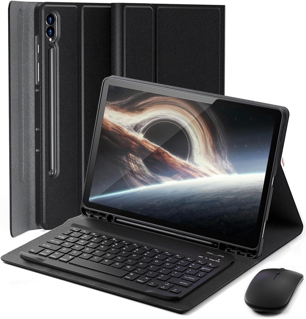 Case Keyboard for Samsung Galaxy Tab S10 Ultra / S9 Ultra 14.6 inch / S8 Ultra 14.6 inch - Mouse and Detachable Keyboard with S Pen Holder - Black