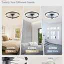 LEDIARY 20 Inch Low Profile Ceiling Fans with Lights and Remote, Fandelier Ceiling Fan Flush Mount, 3000K-6000K Dimmable LED Fan Light, Black Modern Ceiling Fans with Lights for Bedroom