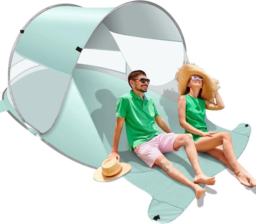 Large Automatic Instant Pop Up Beach Tent, UPF 50+ Portable Sun Shelter Anti UV Beach Umbrella Baby Tent with Carrying Bag Fit for 2 Person