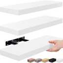 Sorbus Floating Shelves for Wall, Bathroom Shelves Wall Mounted for Kitchen, Bedroom, Bathroom Storage Over Toilet, Hanging Book Shelf for Wall Home Decor Living Room (White, 3 Pack)