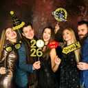 42Pcs New Years Eve Photo Booth Props 2026 New Year Photo Booth Props 2026 Nye for Happy New Year 2026 Party Decorations (Black and Gold)
