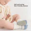 Baby Toddler Non-Skid Crew Socks Non Slip Socks Girl Boy Newborn Infant First Walking Floor Socks 6 Pairs (0-12 Months, Shoe-like)