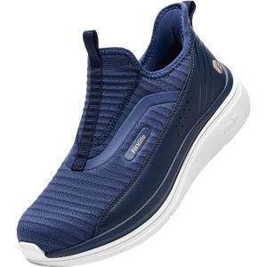 FitVille Men's Extra Wide Slip on Walking Shoes with Arch Support Men Slip on Sneakers for Foot Pain Relief-Stepease V2, Size 14 