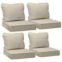 AAAAAcessories Outdoor Seat Cushions for Chairs, Fade-Resistant, Waterproof Patio Furniture Replacement Cushions, 25.5" x 25.5" x 5" + 25.5" x 19", Set of 4, Beige
