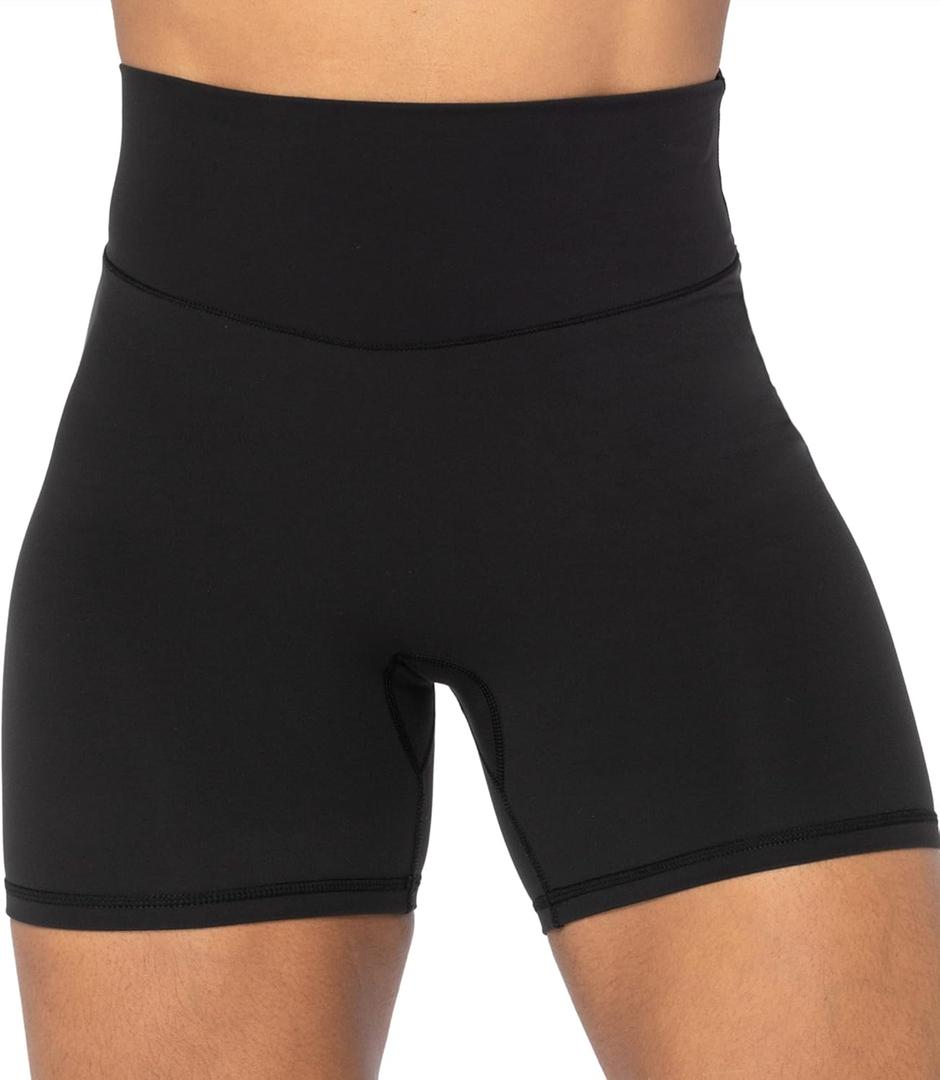 Sunzel No Front Seam High Waist Biker Shorts for Women, Squat Proof Yoga Workout Gym Bike Shorts (Medium, Black)
