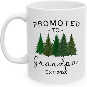 Promoted to Grandpa 2026 Mug First Time New Gifts Coffee Mug for Pregnancy Announcement Gift for New Grandpa Papa Dad Father's Day Grandparents' Day Christmas New Year Cup White 11oz